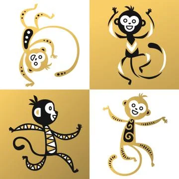 Monkey vector illustration chinese style Illustrazione stock