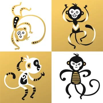 Monkey vector illustration chinese style Stock Illustration