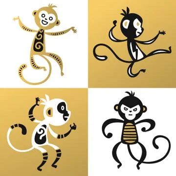 Monkey vector illustration chinese style Stock Illustration
