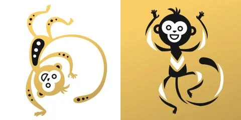 Monkey vector illustration chinese style Stock Illustration