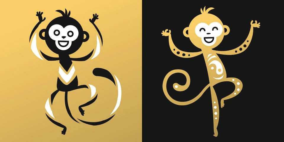 Monkey vector illustration chinese style Stock Illustration