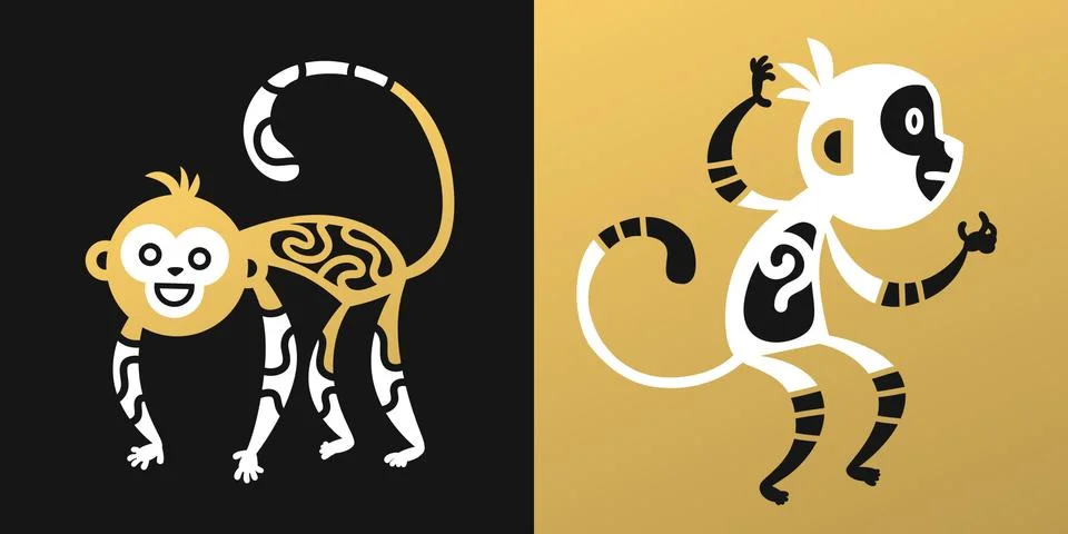 Monkey vector illustration chinese style Stock Illustration