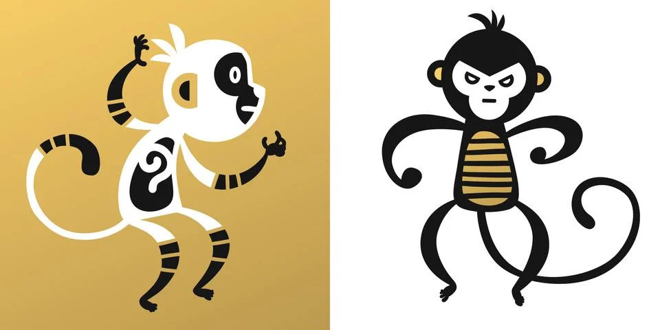Monkey vector illustration chinese style Stock Illustration