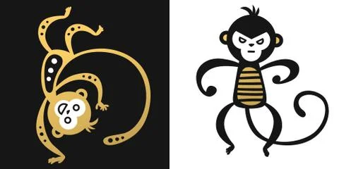 Monkey vector illustration chinese style Stock Illustration