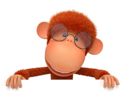 The monkey wearing spectacles reads Stock Illustration