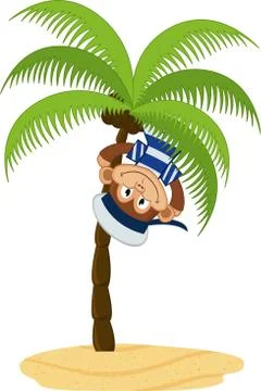 The monkey weighs on the tree Stock Illustration