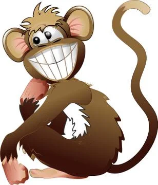 Monkey with a white smile Stock Illustration