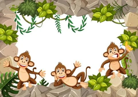 A monkey in wild boarder Stock Illustration