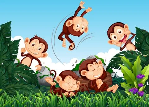Monkey in the wild Illustrazione stock