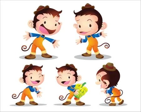 Monkey worker character Stock Illustration