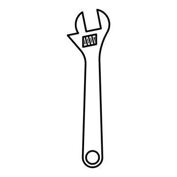 Monkey wrench adjustable spanner divorce key contour outline line icon blac.. Illustrazione stock