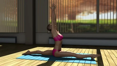 Monkey Yoga Pose in Yoga studio 3D Animation 1 Stock Footage 78165744