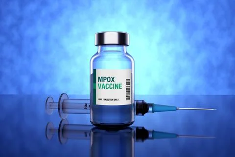 MonkeyPox MPOX Vaccine with Syringe - 3D Illustration Render Stock Illustration