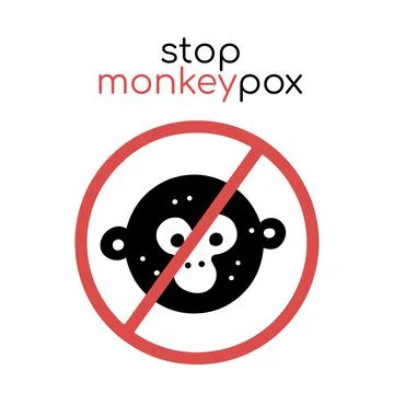 Monkeypox stop sign. Crossed Chimp's face. Monkeypox infection pandemic. New Stock Illustration