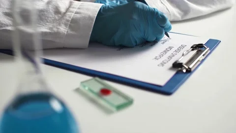 Monkeypox symptoms of virus. Doctor notes each of symptoms of monkeypox viru Stock Footage 202633430