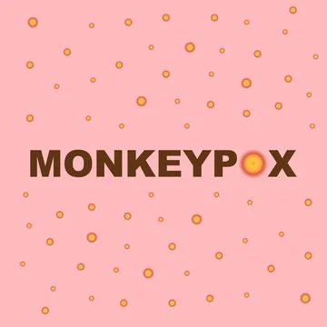 Monkeypox text with smallpox spots illustration background Stock Illustration