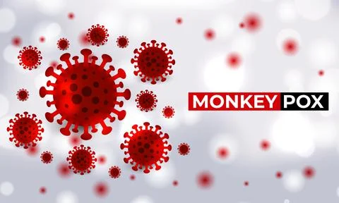 Monkeypox virus cells outbreak medical banner. Stock Illustration