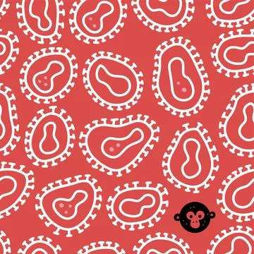 Monkeypox virus cells seamless pattern linear style vector illustration Stock Illustration