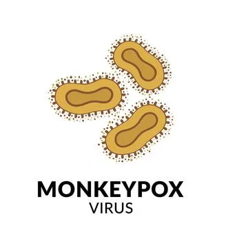 Monkeypox virus microscopic view, flat design icon. Vector Illustration. Dise Stock Illustration