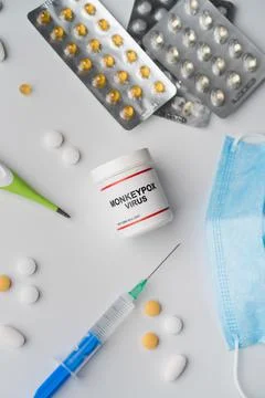 Monkeypox virus text on white background Stock Photos