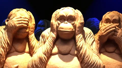 Monkeys Acting Statue Stock Footage 325721226