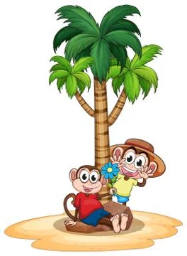 Monkeys and tree Illustrazione stock