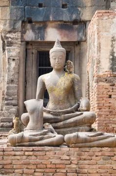 Monkeys on Buddha Stock Photos