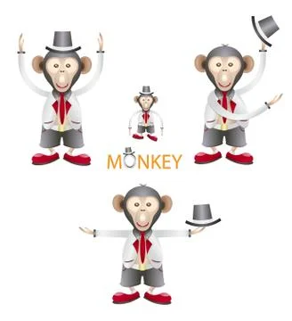 Monkeys charectors vector set design Stock Illustration