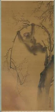 Monkeys in a Cherry Tree, c. 1800-1821. Mori Sosen (Japanese, 1747-1821). H.. Illustrazione stock