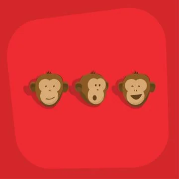 Monkeys faces smile emotions vector Stock Illustration