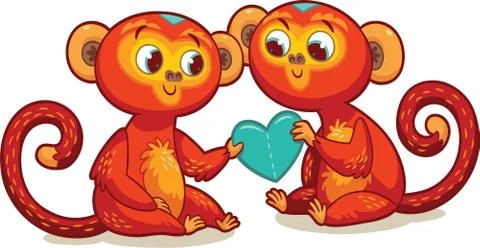 Monkeys keep heart Illustrazione stock