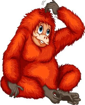 Monkeys scratch the back of the head Stock Illustration