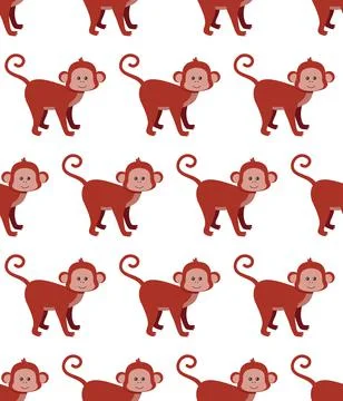 Monkeys seamless pattern. Vector illustration in a flat style. 스톡 일러스트