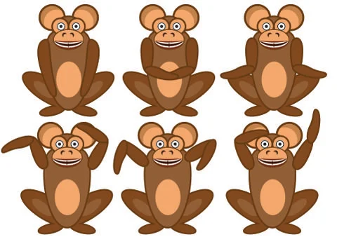 Monkeys sitting in different poses Stock-Illustration