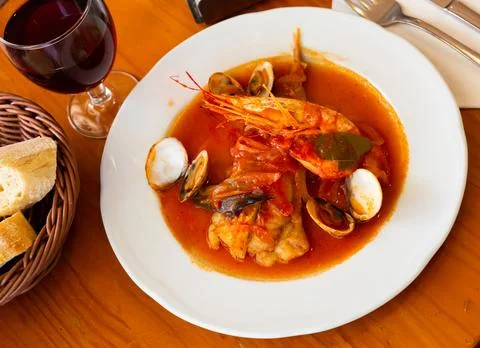 Monkfish tail a la marinera Stock Photos