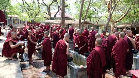 Monks after lunch Stock Footage 78885201