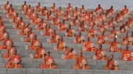 Monks In Buddhist Ceremony. Wat Phra Dhammakaya, Bangkok, Thailand Stock Footage