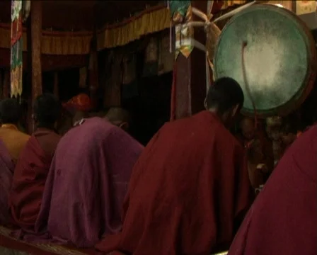 Monks in the buddhist monastery  Stock Footage 378146