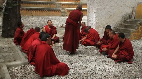 Monks Debating at Sera Monastery 5 Stock Footage 6257118