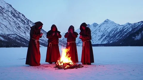 Monks of the order of St. Francis Stockbeeldmateriaal 74099316