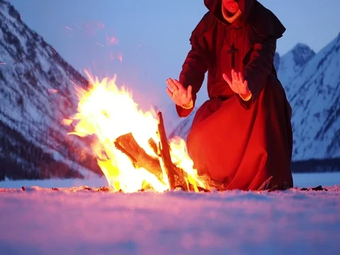 Monks of the order of St. Francis Stock Footage 74254957