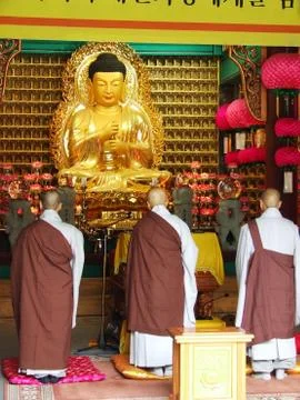 The monks pray Foto stock