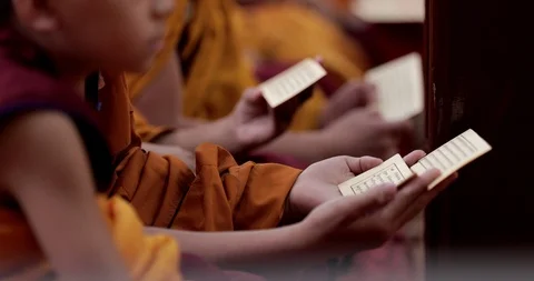 Monks Taking Notes During Dalai Lama Speech In Dharamsala, India Stock Footage 96538041