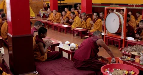 Monks Taking Notes During Dalai Lama Speech In Dharamsala, India Stock Footage 96538199