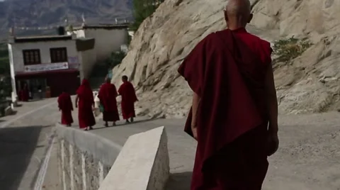 Monks walking around a Buddhist Monastery Video stock 44182977