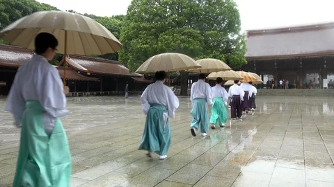 Monks on the way to prayer Stock Footage 96001215