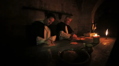 Monks writing 스톡 동영상 25066722