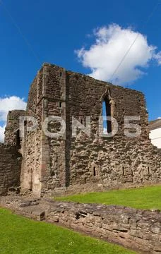 Monmouth castle Wales uk ruins of historic Welsh tourist attraction Wye Valley Stock Photos