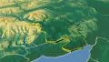 Monmouthshire - county of Wales (UK) extruded. Bumps shaded 4k or 4k+ Resolution