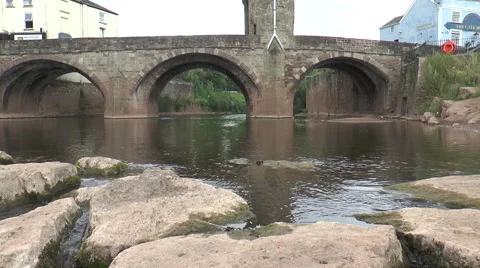 Monnow medieval bridge and gate 02 Stock Footage 40687414
